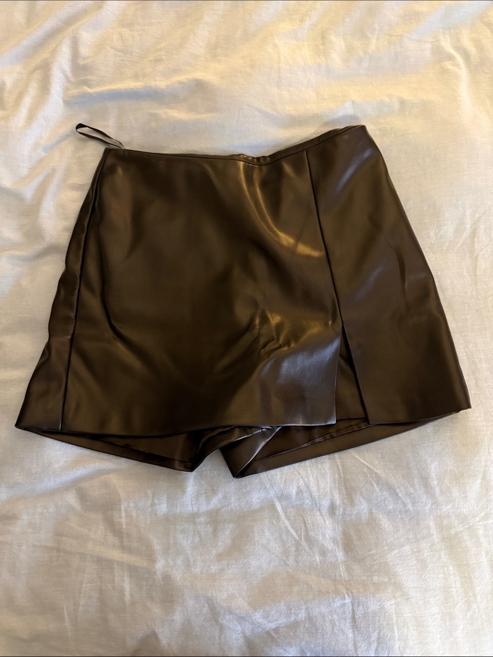 Avec Les Filles black Faux Leather Skort